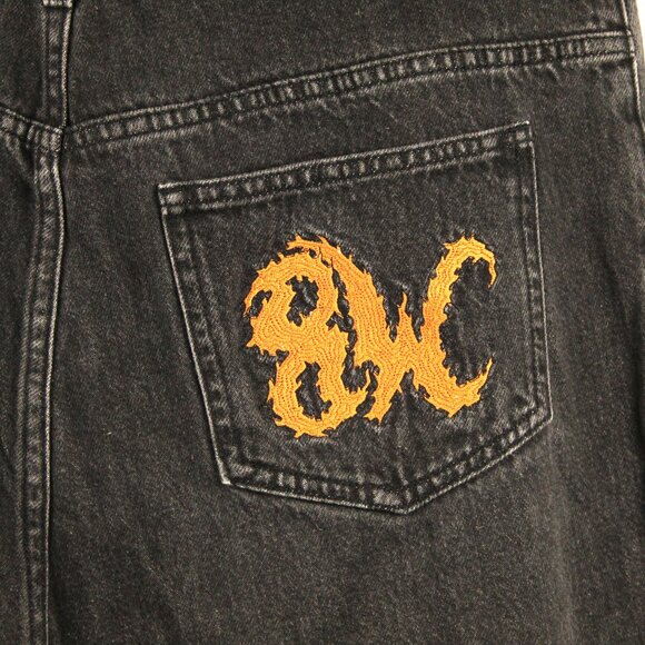 8THWNDR WASHED BLACK SK8R JEANS HIP HOP EMBROIDERED POCKETS BAGGY GRUNGE SIZE 32 - Picture 7 of 10